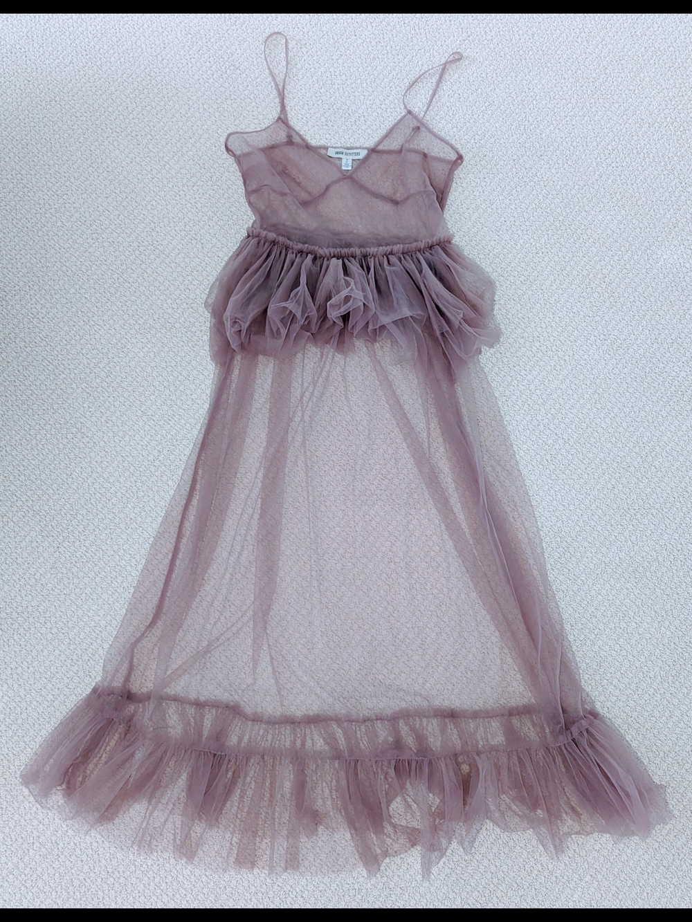Urban Outfitters Aida Sheer Mesh Ruffle Midi Dress Purple Size Small Petite